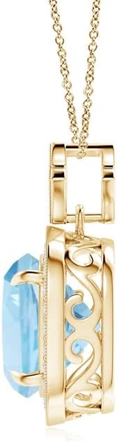 Angara Natural Aquamarine Pendant for Women | Vintage in 14K Solid Gold/Platinum With 18" Chain | March Birthday, Anniversary, Gemstone Jewelry Gift