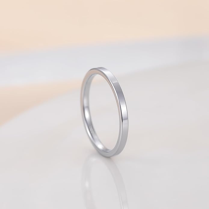 TRUMIUM 2mm 4mm 6mm Tungsten Rings for Women Men's Wedding Bands 24K Gold Plated Beveled Edges Flat High Polished Comfort Fit Size 5-14