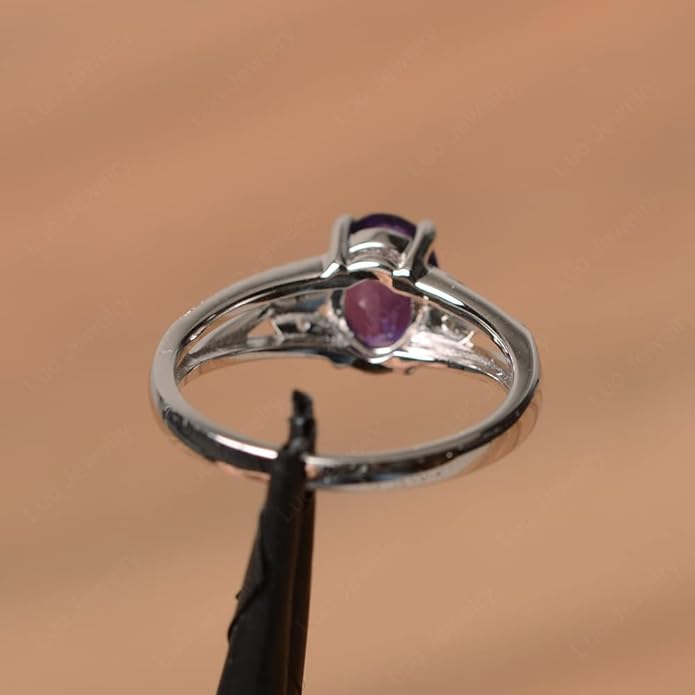 925 Sterling Silver Oval Shaped 8X6 MM Gemstone Ring Leaf Engagement Ring for Women Jewelry