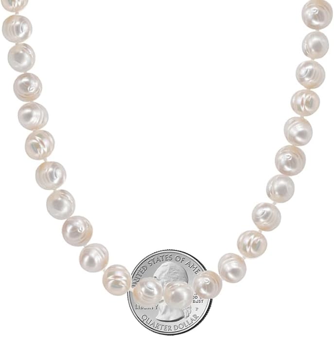 Savlano 7-8MM Cultured Freshwater Baroque Natural Pearl Bead Necklace- 36”-inch Long Single Strand Pearl Necklace, For Women Comes with Gift Box
