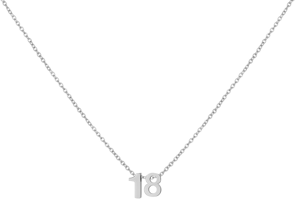 Number Necklace for Women Dainty 18K Gold Plated Pendant Necklace Charm Birth Month Personalized Jewelry Birthday Gift