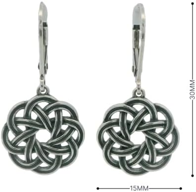 Amazon Essentials .925 Sterling Silver Dangle Earrings for Women, Trendy Drop Women Earrings Hypoallergenic Nickel-Free Jewelry - Lightweight Leverback Celtic Knot Design Jewelry