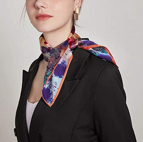 ANDANTINO 100% Mulberry Silk Scarf -21” Lightweight Square Neckerchief – Breathable Digital Printed Scarves with Gift Packed
