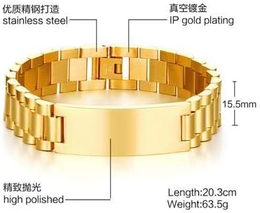 VNOX Masculine Watch Band Stainless Steel Link Bracelet Personalized Jewelry Gift for Men DAD Father Husband Boyfriend