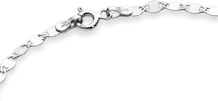 Miabella Italian 925 Sterling Silver or 18K Gold Plated Silver Sparkle Mirror Link Chain Bracelet for Women, Made in Italy