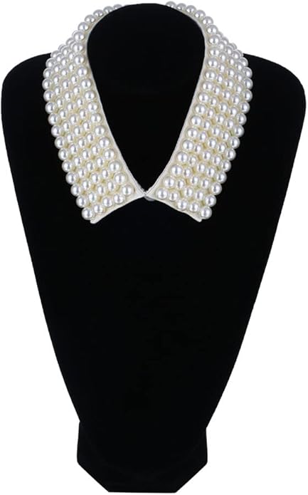 Statement Necklace for Women Girls Simulated Pearl Beaded Bib Detachable False Collar Choker Necklaces Clothing Accessory
