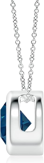 Angara Natural London Blue Topaz Solitaire Pendant for Women | Round Blue Topaz Pendant Necklace in 14K Solid Gold/Silver/Platinum With 18" Chain | December Birthday, Gemstone Jewelry Gift