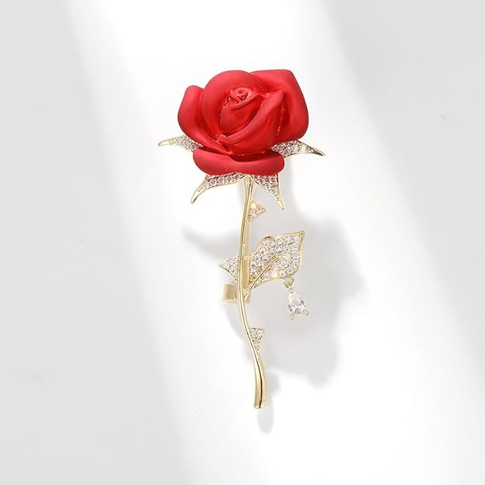 AILONMEI Red Rose Flower Brooches and Pins for Women Costume Jewelry Brooch Pins Broches Jewelry for Women Elegant Lady Pin