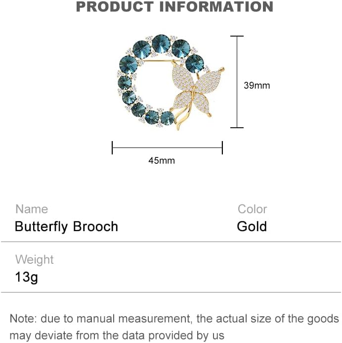 14K Gold Grand Butterfly Brooch with Crystal Embellishments, Circular Design Adorned with Natural Pearl, Luxurious and Elegant Pin for Stylish Attire