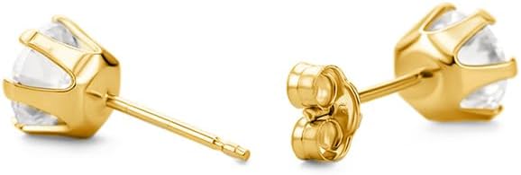 Round 14K Gold Earrings for Women in Solid 14K White Gold 585/14K Yellow Gold 585 with Ruby/Sapphire/Zirconia/Emerald Gemstones, Stud Earrings For Women,Women's Jewelry Delivered in Jewelry Box