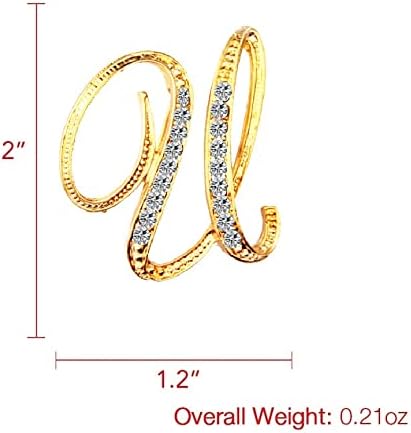 DSADKI A-Z Lette Brooch 26 Initial Pins Gold Plated Metal Brooches - Clear Crystal Rhinestone Brooch Breastpin for Women