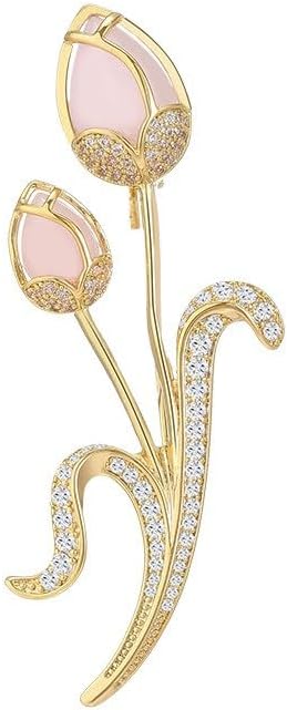 Flower Brooch for Women Girls Flower Rhinestone Brooch Gold Plated Lapel Pin Clothing Accessory Wedding Gift Fashion Jewelry for Mom Wife