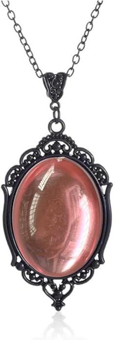 MIFYNN Gothic Stardust Crystal Cameo Necklace Red Purple Crystal Pendant Necklace Vintage Satan Demon Halloween Jewelry for Women