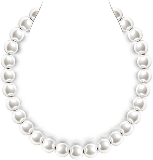 Raneecoco HYPER LUSTER Sterling Silver Round Simulated Pearl Necklace for Women | Dainty Choker or Long Pearl Necklace | Gift Ready for Wedding