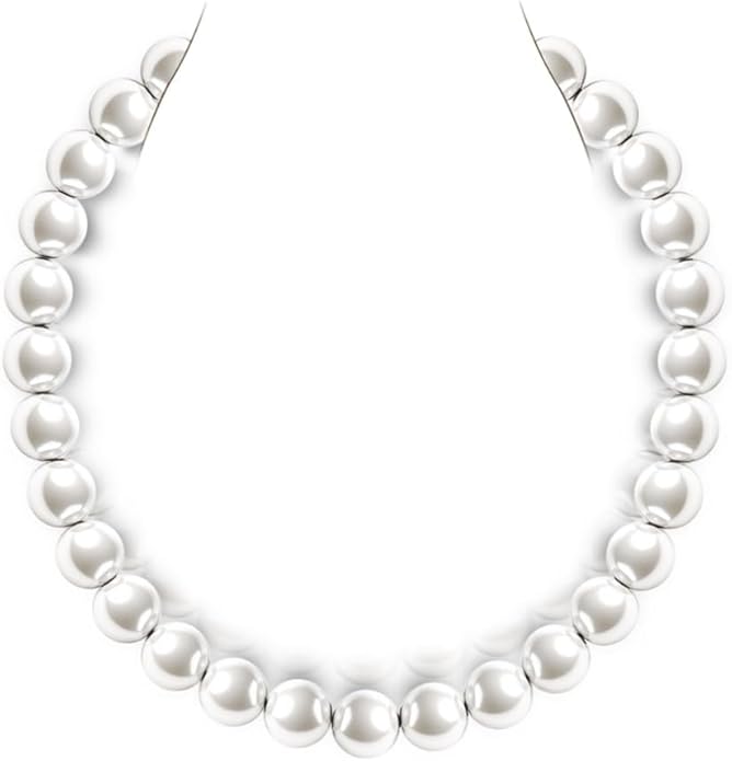 Raneecoco HYPER LUSTER Sterling Silver Round Simulated Pearl Necklace for Women | Dainty Choker or Long Pearl Necklace | Gift Ready for Wedding