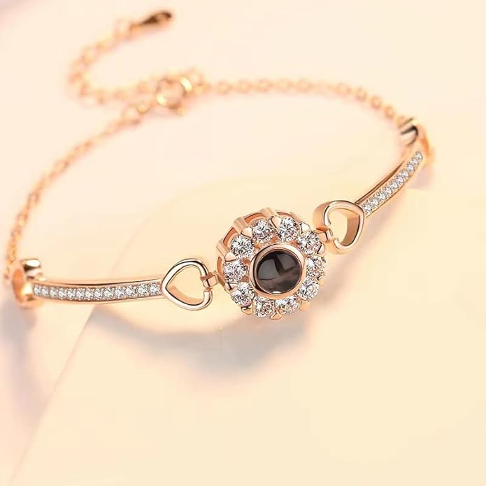 ROSI Personalized Bracelets with Picture Inside, Custom Projection Bracelets with Photos, Picture Bracelet Personalized Photo Gifts, Memorial Gifts for Women Mom Family Couple Girl