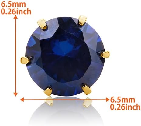 Round 14K Gold Earrings for Women in Solid 14K White Gold 585/14K Yellow Gold 585 with Ruby/Sapphire/Zirconia/Emerald Gemstones, Stud Earrings For Women,Women's Jewelry Delivered in Jewelry Box