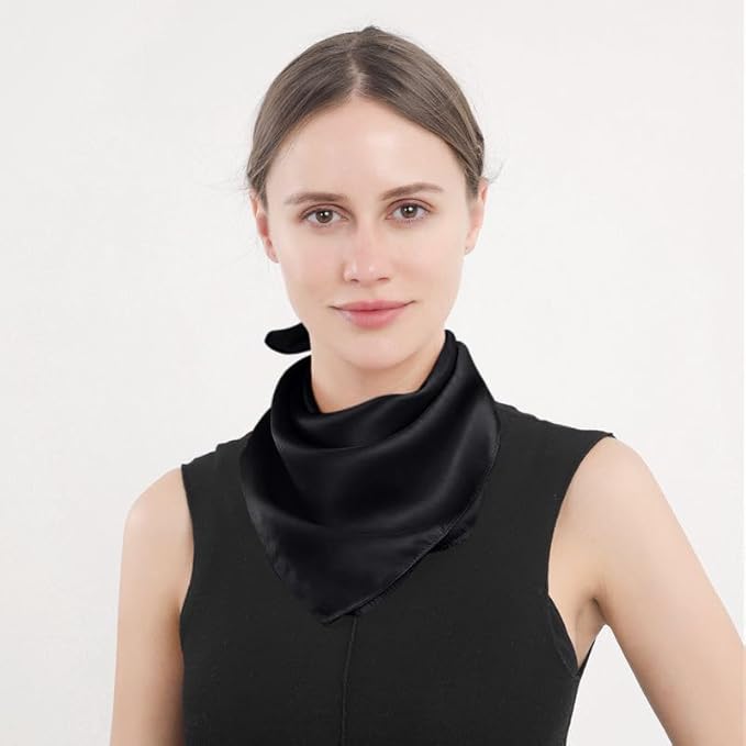 ANDANTINO 100% Mulberry Silk Square Scarf for Hair-25.6" X25.6'' Women Men Natural Silk Neckerchief Digital Printed Headscarf