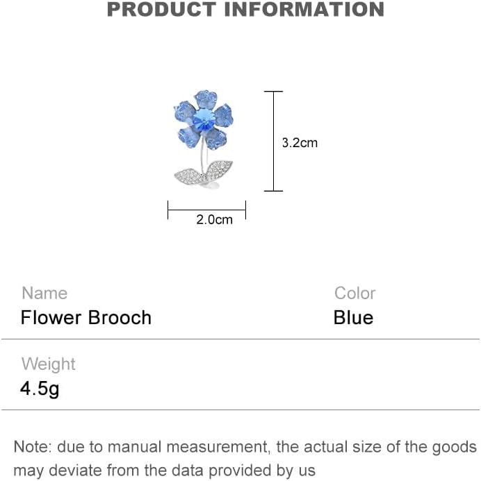 14K Gold Purple/Blue/White Flower Brooch for Women, Small Suit Outerwear Decoration, Crystal Gemstone Brooch for Her