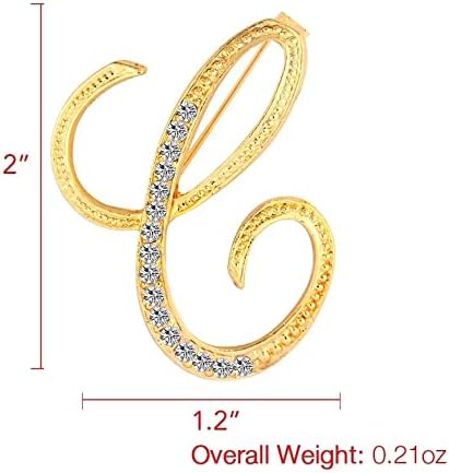 DSADKI A-Z Lette Brooch 26 Initial Pins Gold Plated Metal Brooches - Clear Crystal Rhinestone Brooch Breastpin for Women