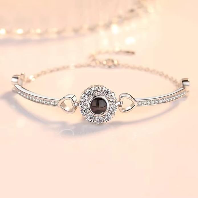 ROSI Personalized Bracelets with Picture Inside, Custom Projection Bracelets with Photos, Picture Bracelet Personalized Photo Gifts, Memorial Gifts for Women Mom Family Couple Girl