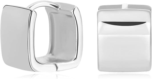 14K Gold Plated Hoop Earring Small Square Huggies Hoops For Women, Minimalist Cute Earrings for Women Girls Gift, gold silver rose gold black and CZ