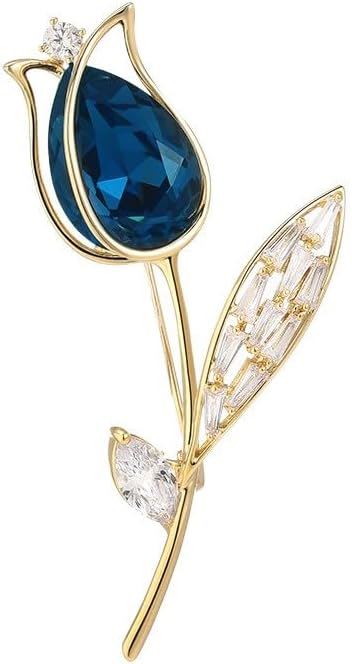 Flower Brooch for Women Girls Flower Rhinestone Brooch Gold Plated Lapel Pin Clothing Accessory Wedding Gift Fashion Jewelry for Mom Wife
