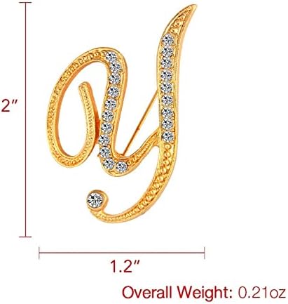 DSADKI A-Z Lette Brooch 26 Initial Pins Gold Plated Metal Brooches - Clear Crystal Rhinestone Brooch Breastpin for Women
