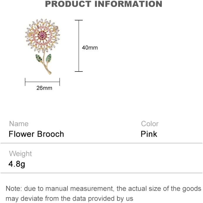 14K Gold Women Trendy Gold Brooch Accessory with Moissanite and Pearl, Decoration Sunflower Pin for Summer Fashion, Womens Brooches and Pins