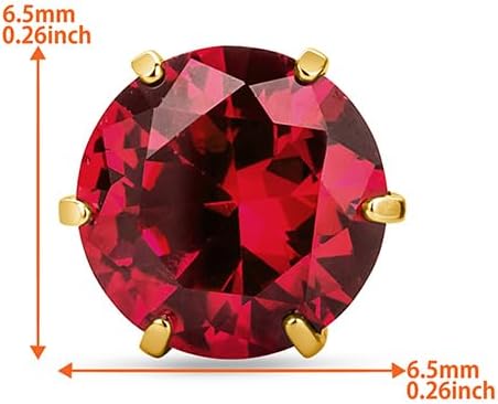 Round 14K Gold Earrings for Women in Solid 14K White Gold 585/14K Yellow Gold 585 with Ruby/Sapphire/Zirconia/Emerald Gemstones, Stud Earrings For Women,Women's Jewelry Delivered in Jewelry Box