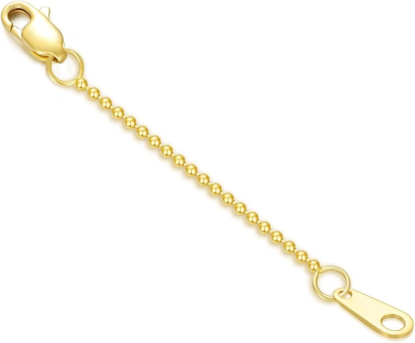 14k Gold Necklace & Bracelet Extender Chain, 1"/1.5"/2"/3"/4"/5" Durable Removable Gold Extension Chain