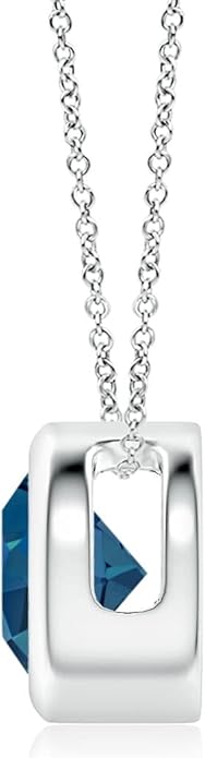 Angara Natural London Blue Topaz Solitaire Pendant for Women | Round Blue Topaz Solitaire Pendant Necklace in 14K Solid Gold/Silver/Platinum | December Birthday, Gemstone Jewellery Gift