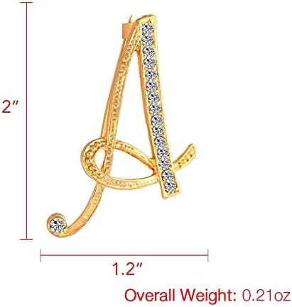 DSADKI A-Z Lette Brooch 26 Initial Pins Gold Plated Metal Brooches - Clear Crystal Rhinestone Brooch Breastpin for Women