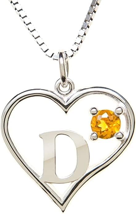 Icy Jewelry Silver Sterling Necklace Initial Letter A-Z Birthstone for Women – Personalized Custom Jewelry Pendant with Heart Design Customized Dainty Charm for Wife Girlfriend Mom – 18" Box Chain