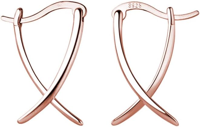 SLUYNZ 925 Sterling Silver X Hoop Earrings for Women Teens Minimalist Hoop Earrings Huggie
