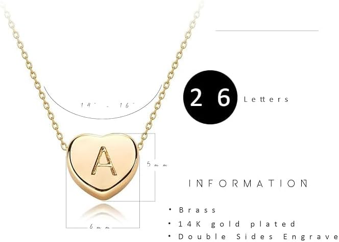 Tiny Gold Initial Heart Necklace-14K Gold Plated Handmade Dainty Letter Heart Necklace for Women Necklace Jewelry