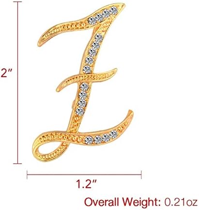 DSADKI A-Z Lette Brooch 26 Initial Pins Gold Plated Metal Brooches - Clear Crystal Rhinestone Brooch Breastpin for Women