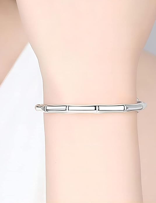 S925 Silver Bangle Bracelet for Women, Elegant Women‘s Sterling Silver Bracelet Bangle Adjustable 6.4-7.8 inches Small Size