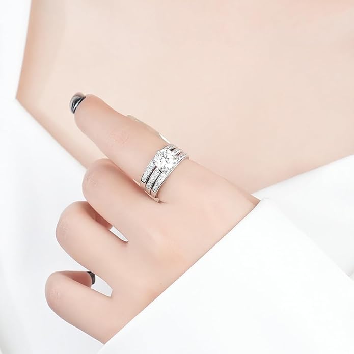 zemlite Stackable Promise Ring | Luxurious 2 Carat Round Diamond | D-Color VVS1 Clarity, Excellent Cut | Ideal Valentine's Gift