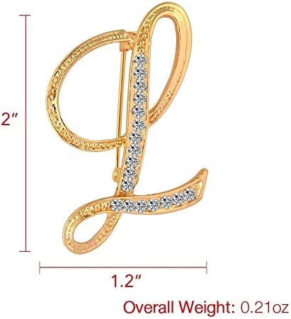 DSADKI A-Z Lette Brooch 26 Initial Pins Gold Plated Metal Brooches - Clear Crystal Rhinestone Brooch Breastpin for Women