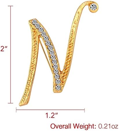 DSADKI A-Z Lette Brooch 26 Initial Pins Gold Plated Metal Brooches - Clear Crystal Rhinestone Brooch Breastpin for Women