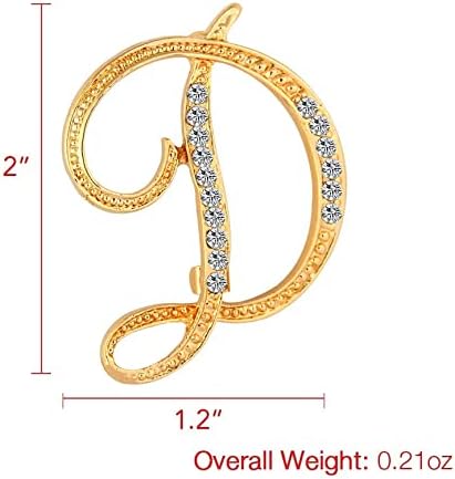 DSADKI A-Z Lette Brooch 26 Initial Pins Gold Plated Metal Brooches - Clear Crystal Rhinestone Brooch Breastpin for Women