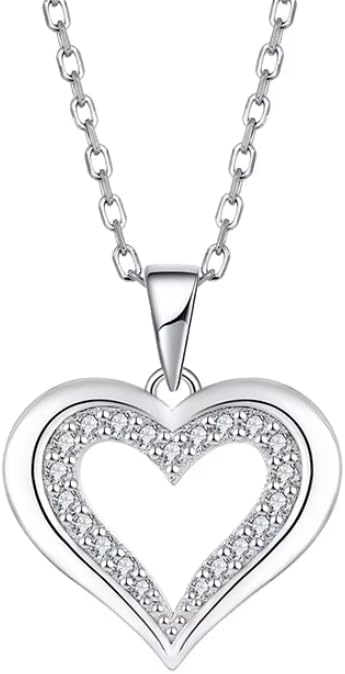 925 Sterling Silver Heart Pendant Necklace for Women – Dainty Love Pendant, Elegant Minimalist Jewelry Gift for Her, Valentine’s Day, Birthday or Anniversary, 20” Chain, Romantic Silver Charm