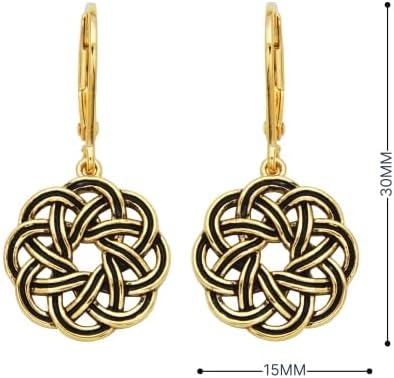 Amazon Essentials .925 Sterling Silver Dangle Earrings for Women, Trendy Drop Women Earrings Hypoallergenic Nickel-Free Jewelry - Lightweight Leverback Celtic Knot Design Jewelry