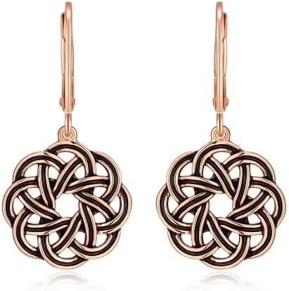 Amazon Essentials .925 Sterling Silver Dangle Earrings for Women, Trendy Drop Women Earrings Hypoallergenic Nickel-Free Jewelry - Lightweight Leverback Celtic Knot Design Jewelry