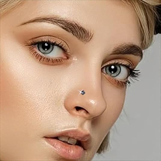 Nose Rings Studs: 8Pcs 20G Gold/Silver 316L Surgical Stainless Steel Nose Studs Hypoallergenic Corkscrew Nose Piercing Stud Jewelry for Women Men Clear Cubic Zirconia Imitation Diamond Top Size 1.5mm 2mm 2.5mm 3mm