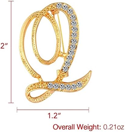 DSADKI A-Z Lette Brooch 26 Initial Pins Gold Plated Metal Brooches - Clear Crystal Rhinestone Brooch Breastpin for Women