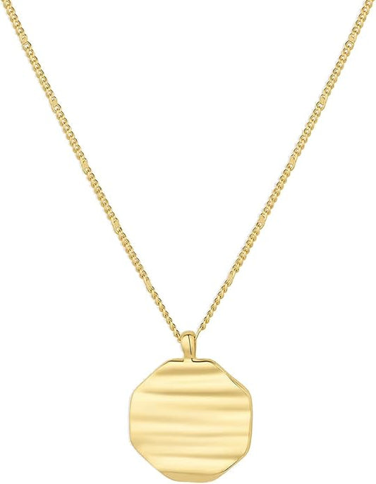 gorjana - Sunset Coin Necklace 17 1/8" - 18k Gold Plated Brass - Unique Sunset Design - Spring Ring Closure - Versatile Layering Piece - Daily Elegance