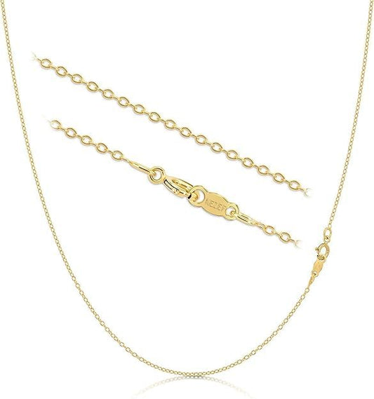 KEZEF 1mm 925 Sterling Silver Necklace for Women | 16-36 inch long Silver, 18k Gold, Rose Gold Necklaces for Women - Made In Italy Real Cable Chain Jewelry | Dainty cadena de plata s925 para mujer