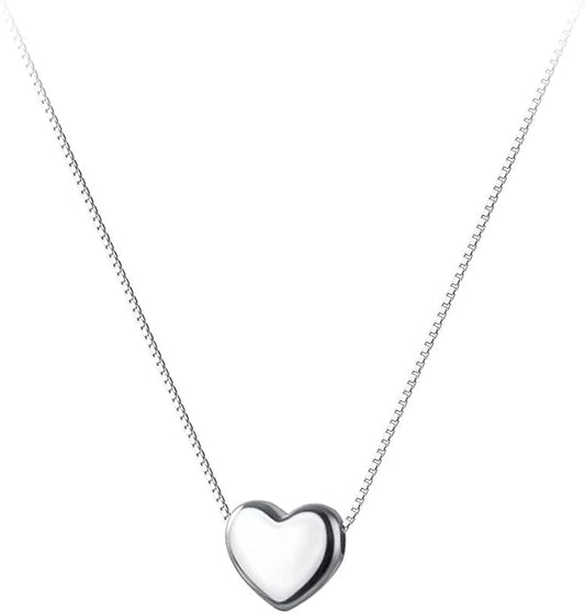 SLUYNZ Genuine 925 Sterling Silver Tiny Love Heart Pendant Necklace for Women Simple Sweet Heart Choker Necklace